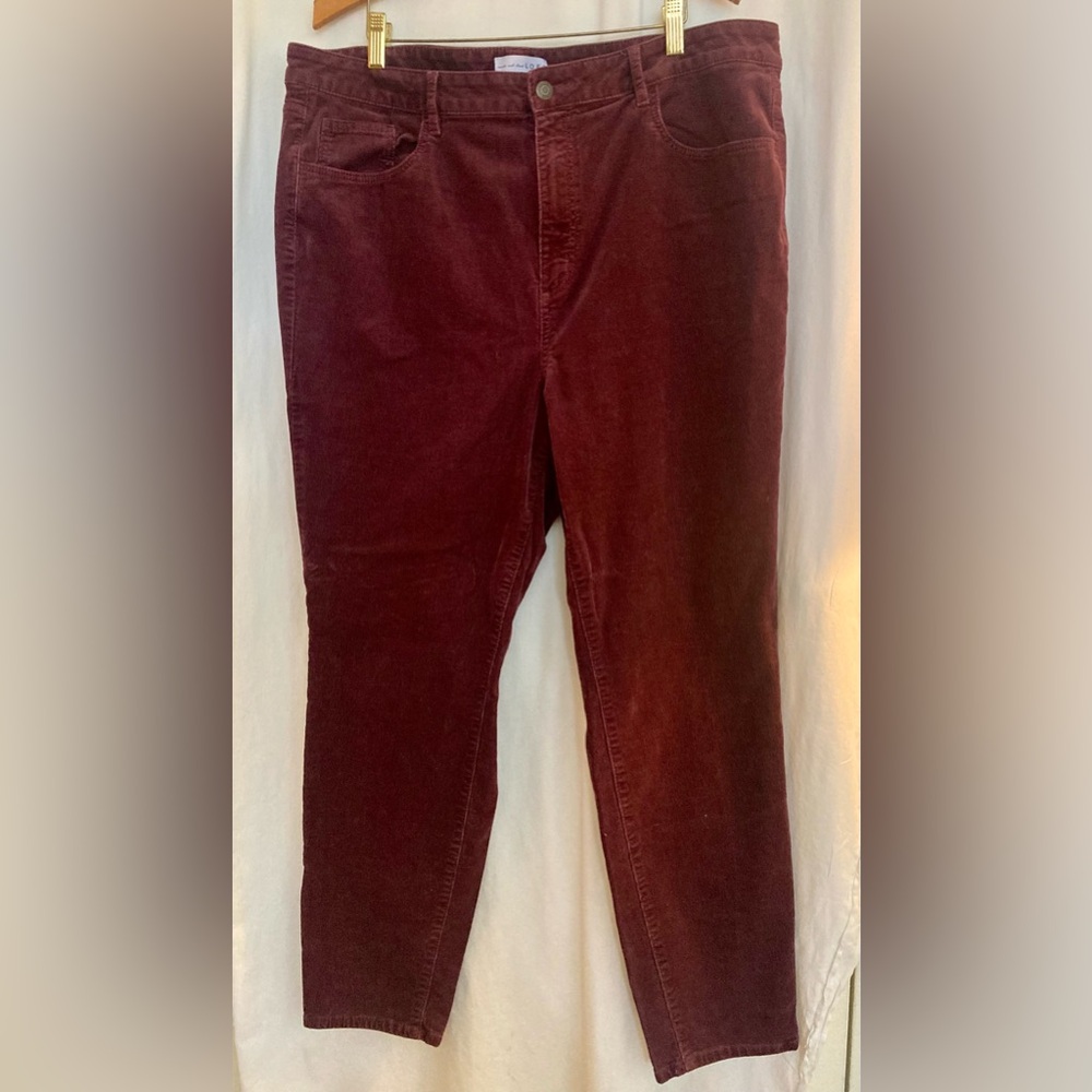 LOFT Maroon Curvy High Waist Skinny Corduroy Pants Size 18